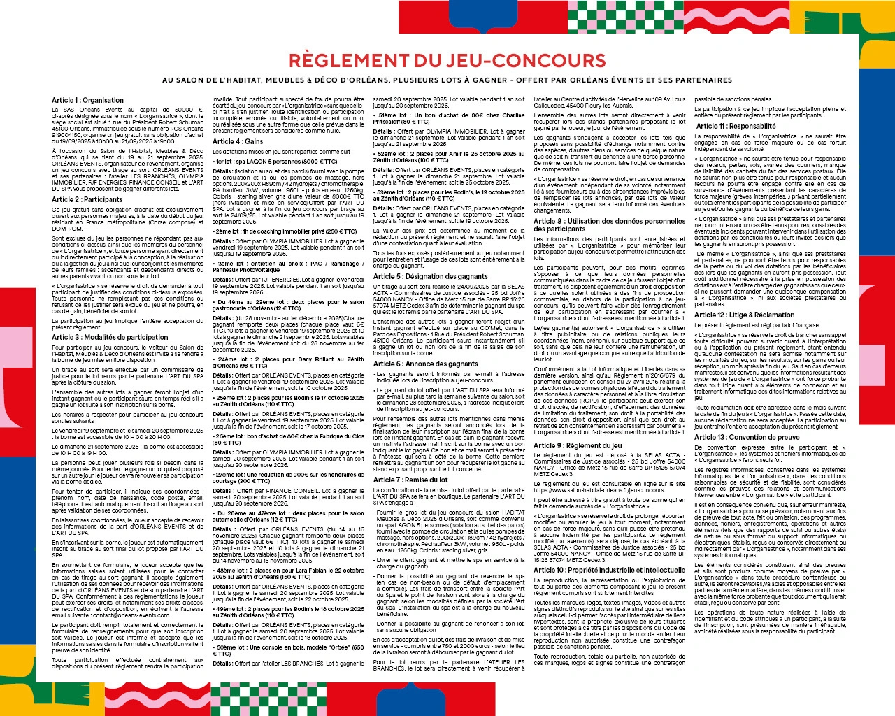 Règlement jeu concours